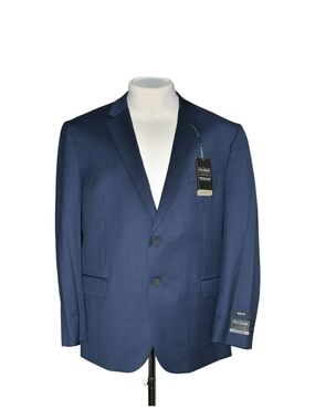 New Jos A Bank Sport Coat Blue Tone to Tone Windowpane Sport Men's 50R Slim Fit